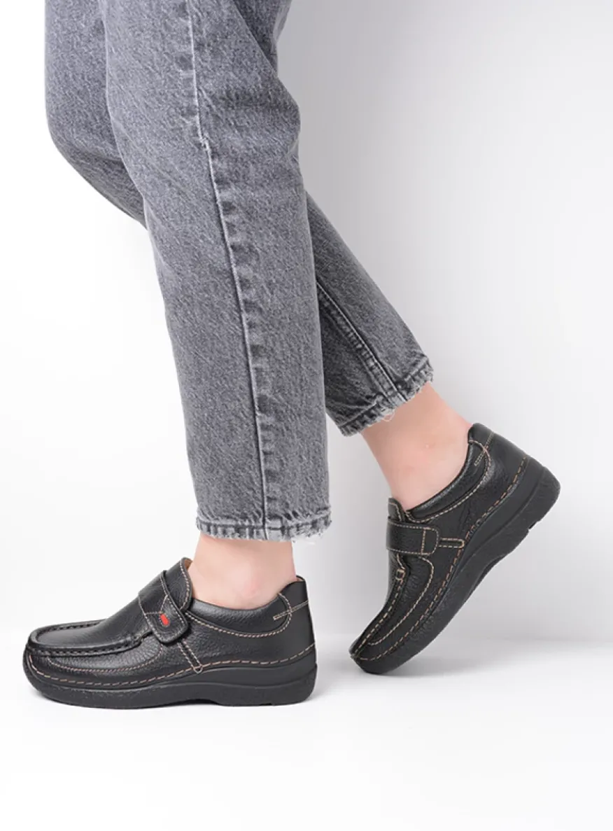 Roll Strap - zwart leer