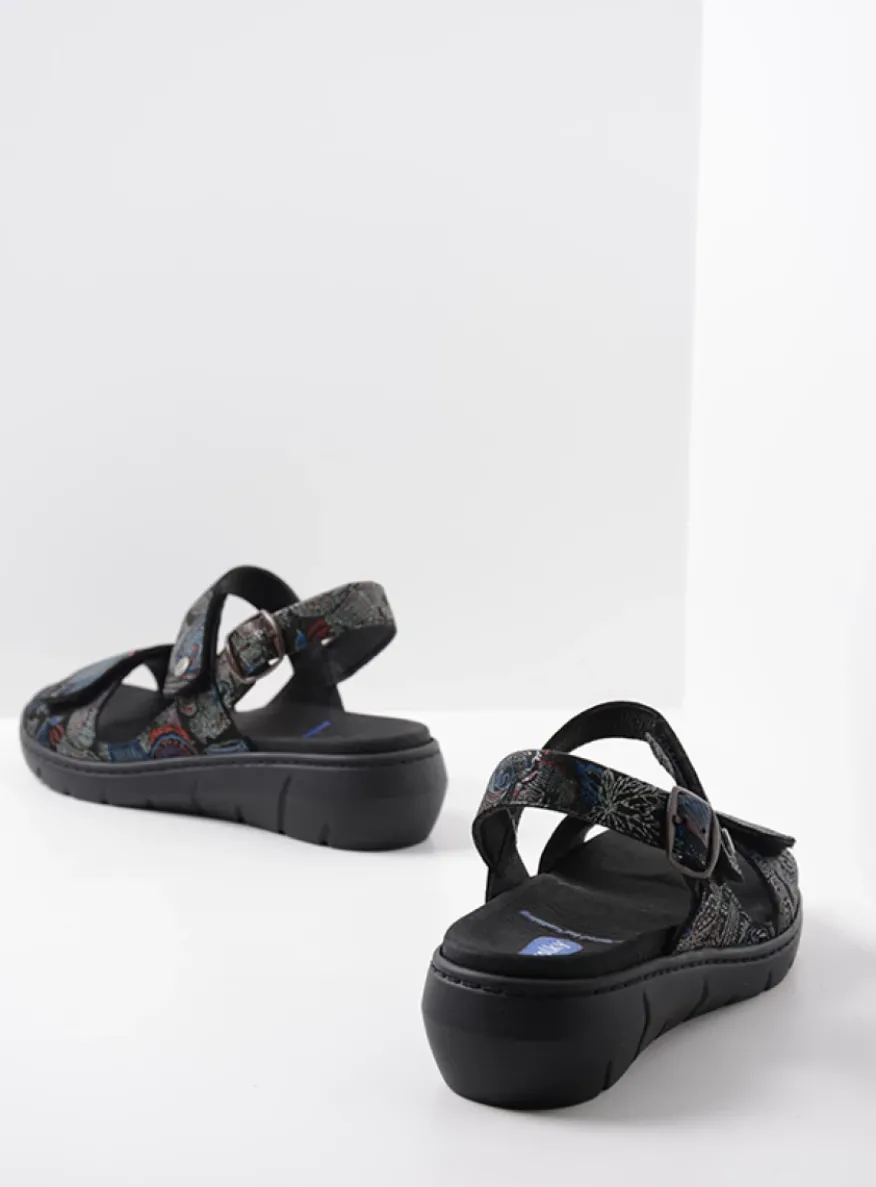 Santorini - zwart/blauw suede