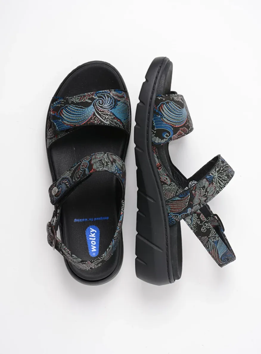 Santorini - zwart/blauw suede