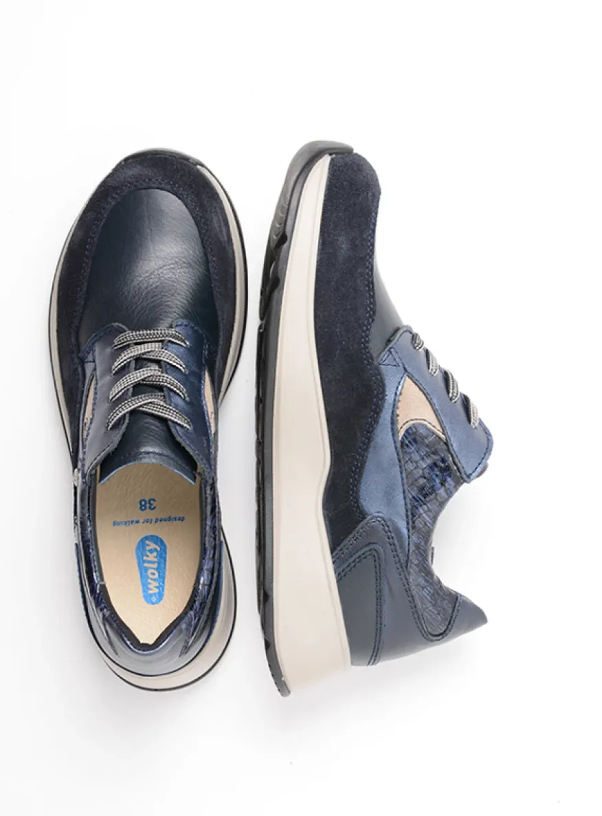 Sappho - blauw combi leer