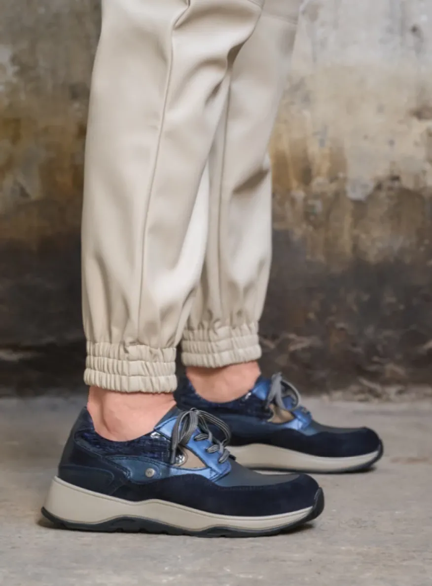 Sappho - blauw combi leer