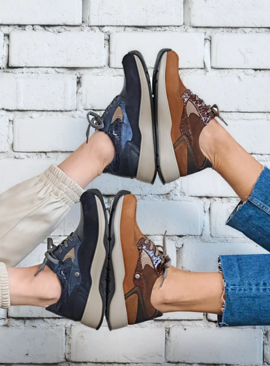 Sappho - blauw combi leer