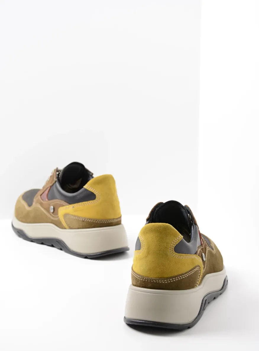 Sappho - donker taupe combi leer