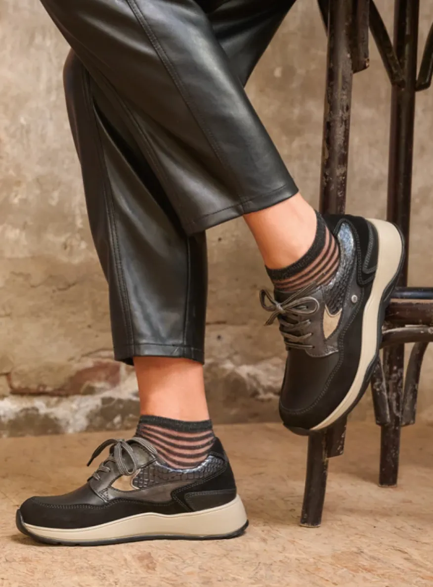 Sappho - zwart combi leer