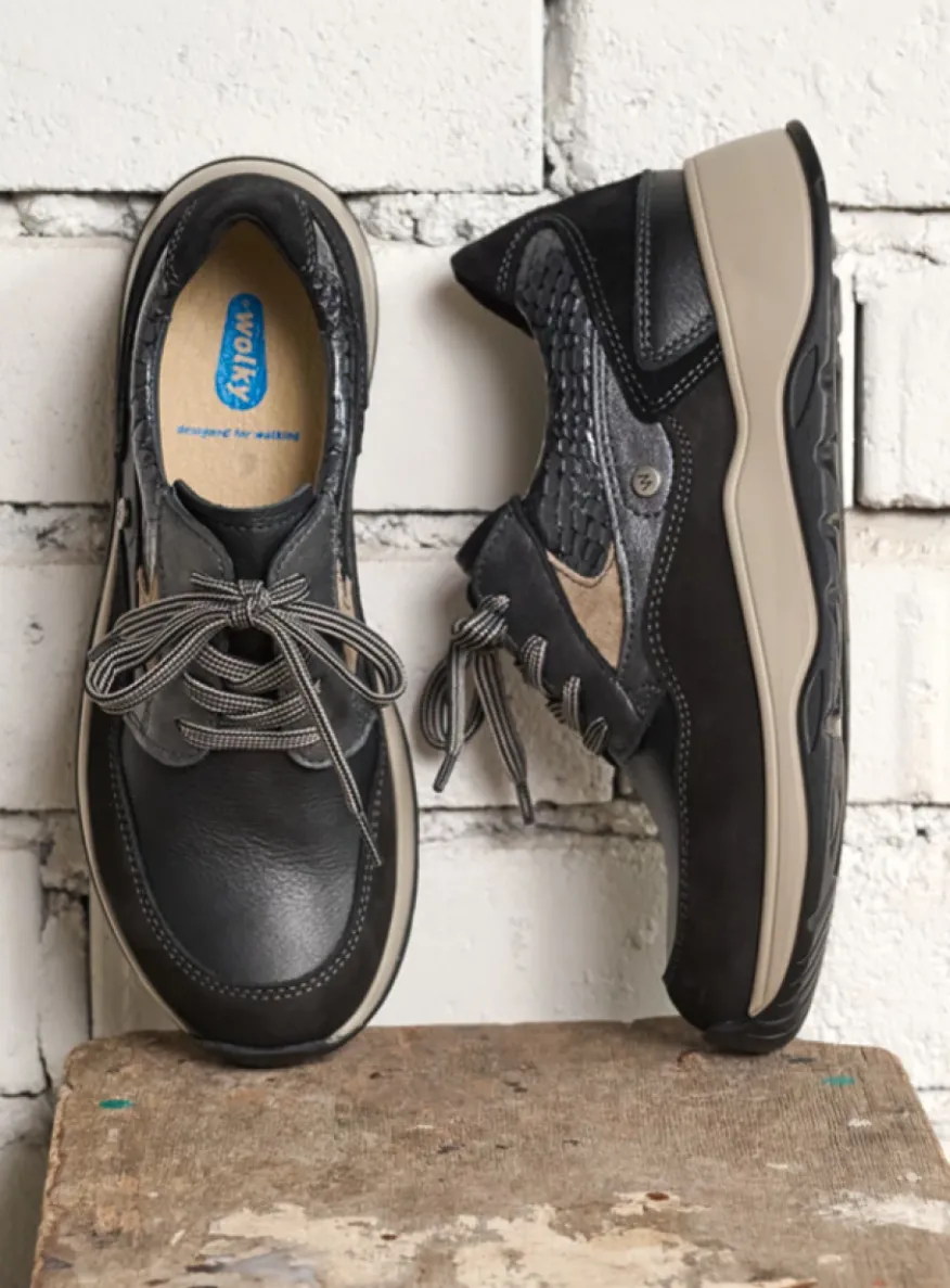 Sappho - zwart combi leer