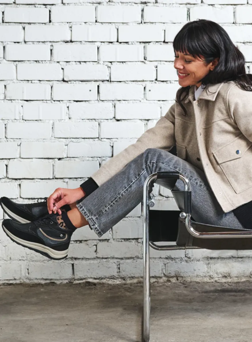 Scone WR - zwart combi leer