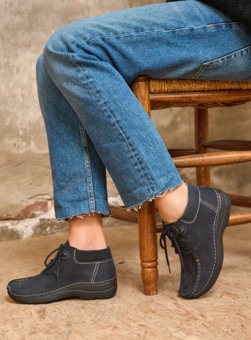 Seamy Moc - blauw nubuck