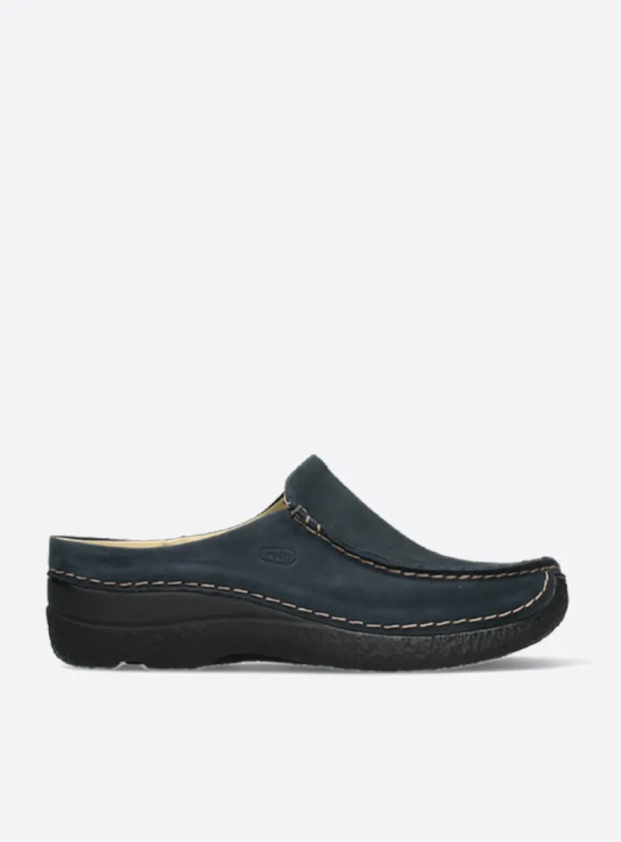Seamy Slide - blauw nubuck
