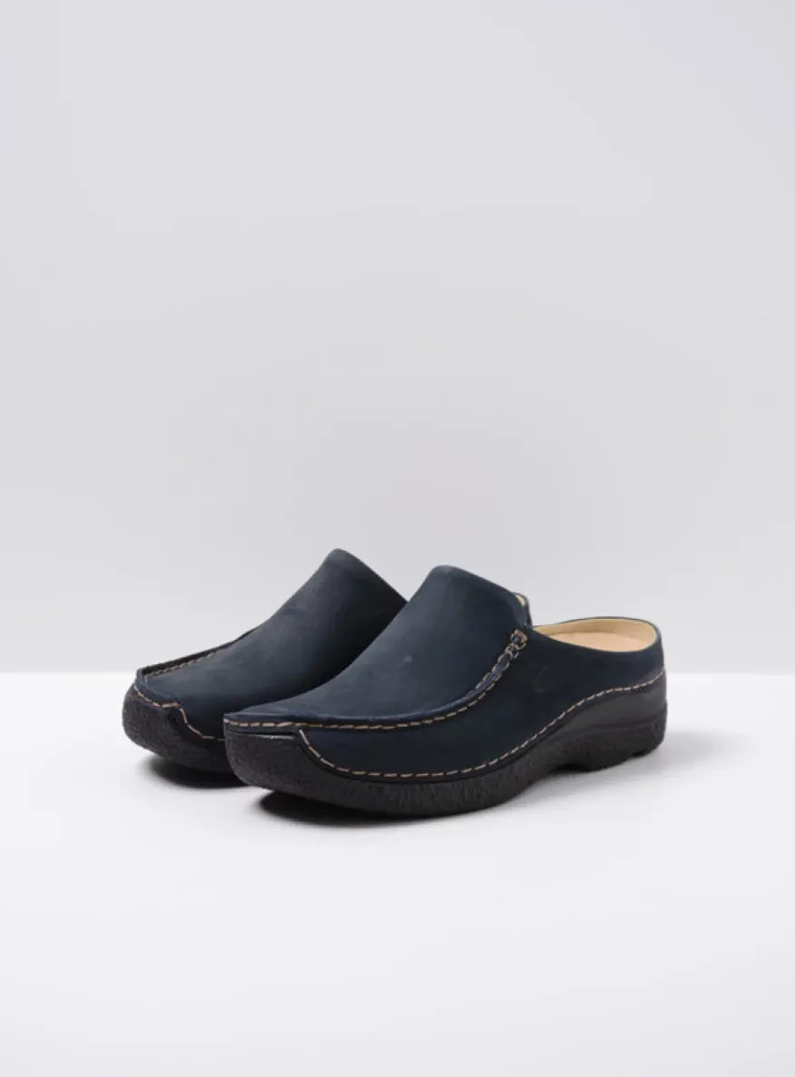 Seamy Slide - blauw nubuck