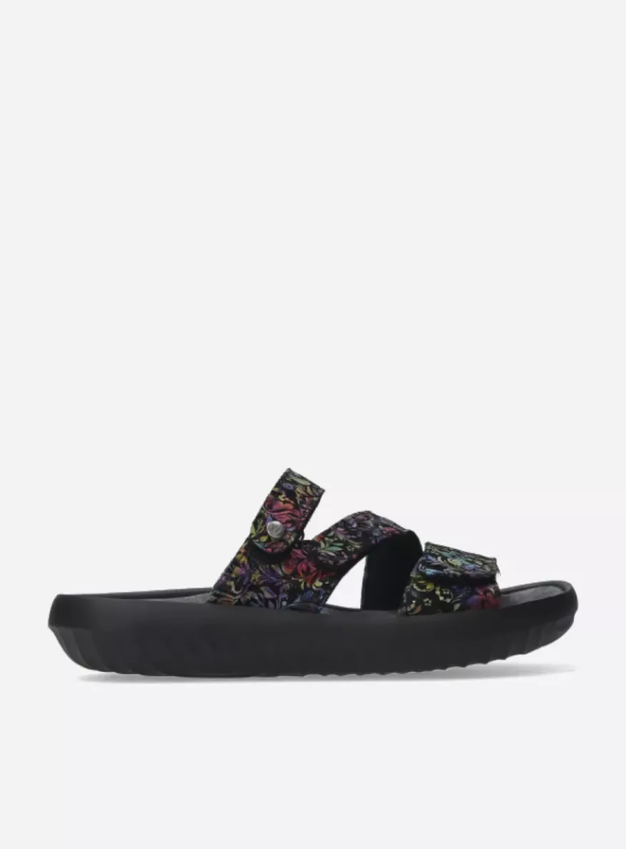 Sense - zwart/multi flower nubuck