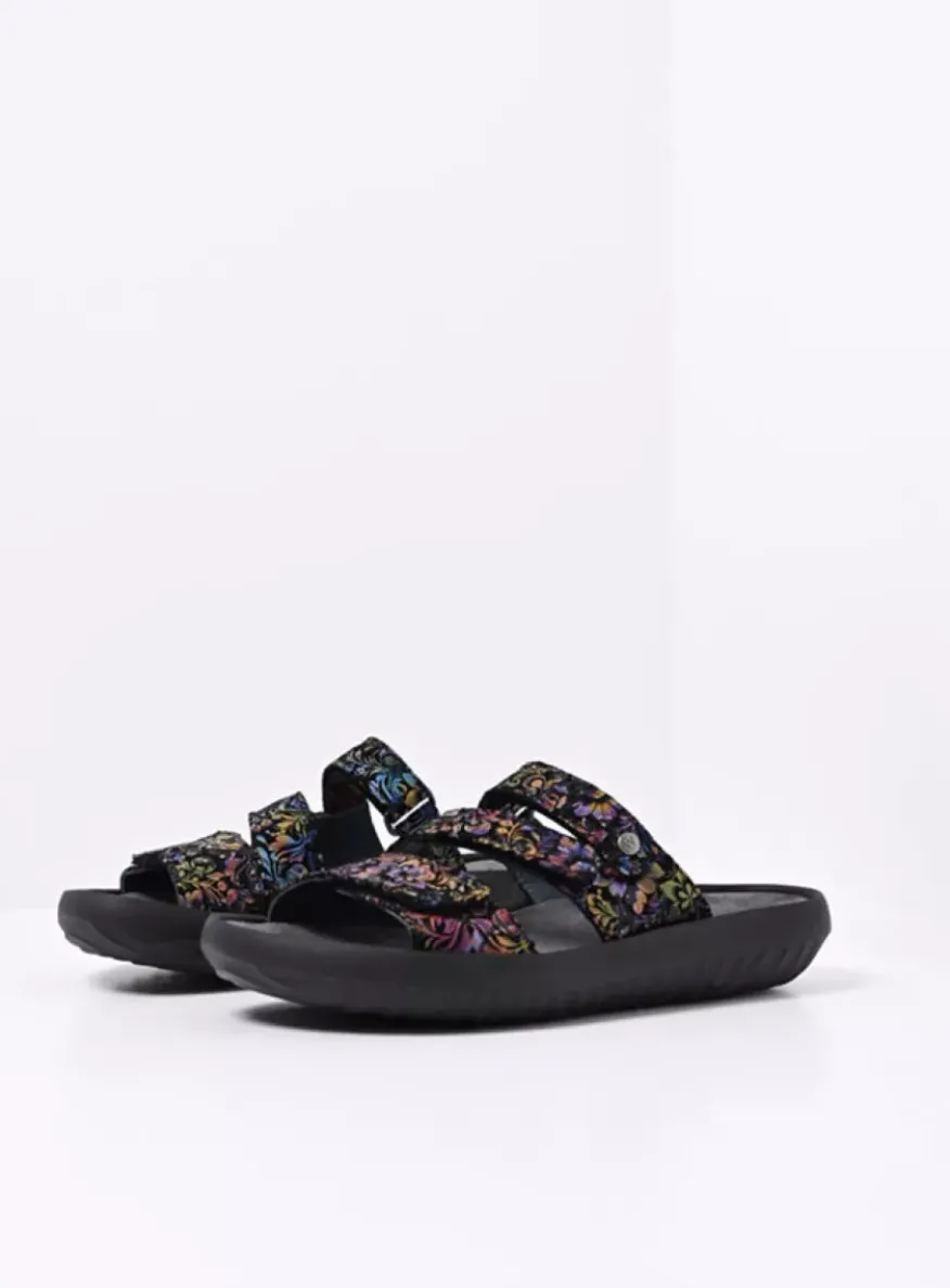 Sense - zwart/multi flower nubuck