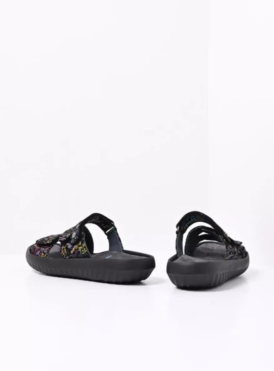 Sense - zwart/multi flower nubuck