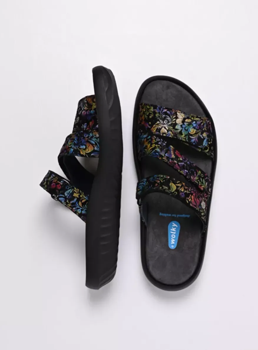 Sense - zwart/multi flower nubuck