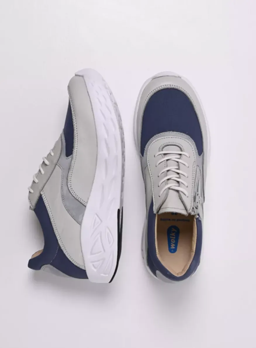 Vitality S2F - gebroken wit/jeans combi stretch leer