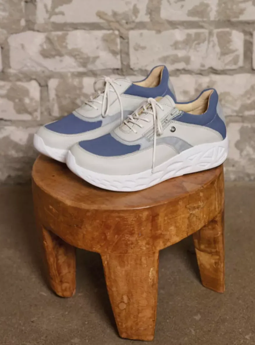 Vitality S2F - gebroken wit/jeans combi stretch leer